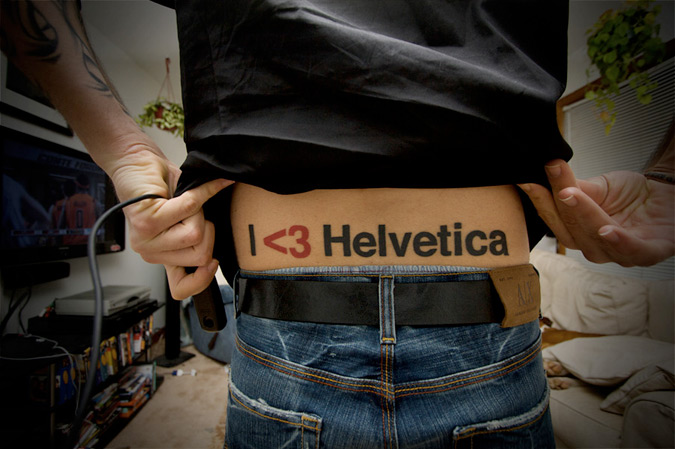 The "I <3 Helvetica" Lower Back Tattoo